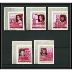 363d - Fujeira MNH ** Mi N° 475 / 484 B English Royalty history non dentelé (Imperf) churchill coin de feuille 