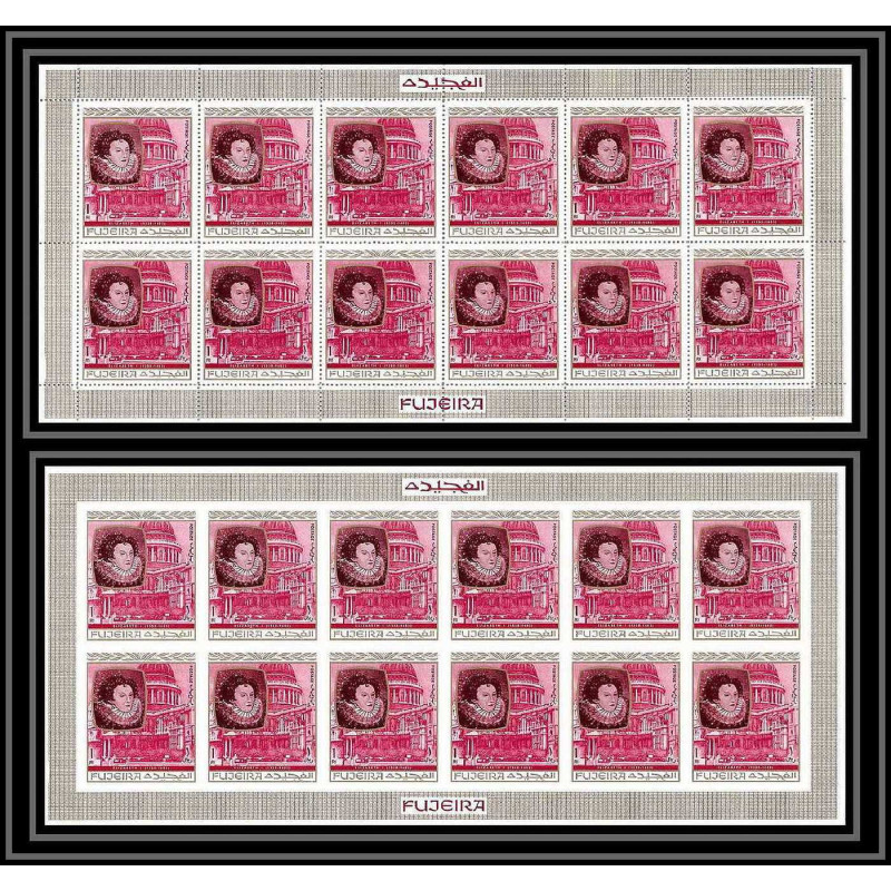 363j - Fujeira MNH ** Mi N° 478 A/B elisabeth 1 non dentelé (Imperf) feuilles sheets