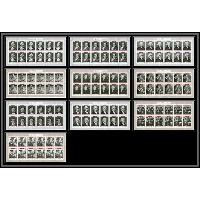 364 Fujeira MNH ** Mi N° 485 / 494 A personalities from american history space kennedy armstrong lincoln feuilles sheets