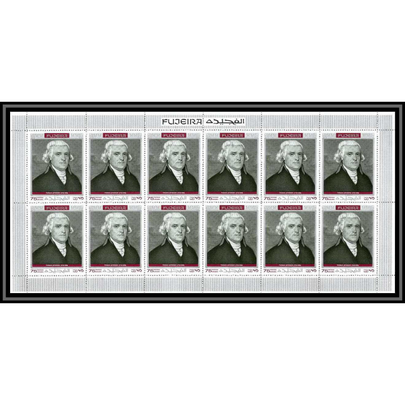 364i - Fujeira MNH ** Mi N° 487 A Thomas Jefferson président of usa feuilles sheets