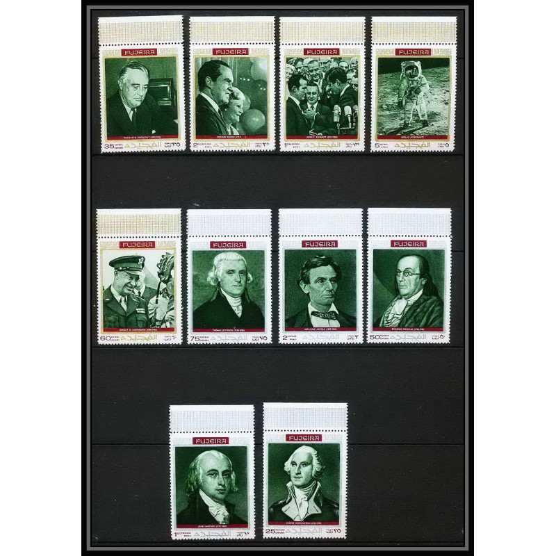 364z Fujeira MNH ** Mi N° 485 / 494 A personalities from american history espace (space) kennedy armstrong lincoln nixon