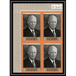 365b - Fujeira MNH ** Mi N° 365 / 373 B usa Eisenhower american président bloc 4 cote 60 euros non dentelé (Imperf)