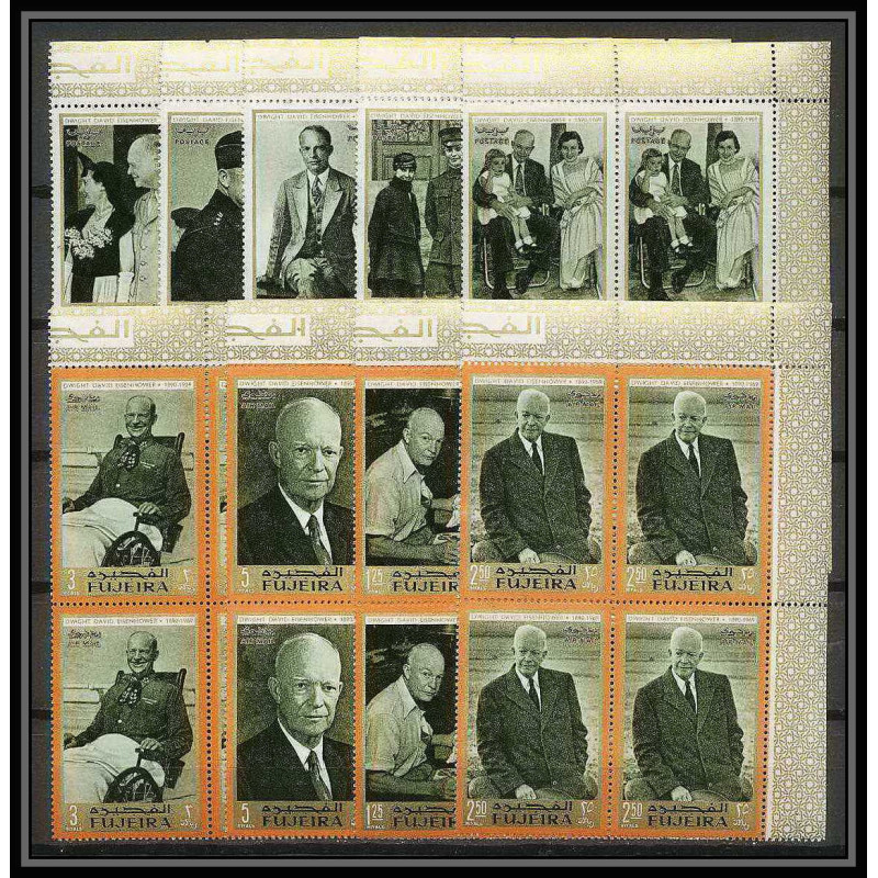 365c - Fujeira MNH ** Mi N° 365 / 373 A usa Dwight D. Eisenhower american président bloc 4 cote 48 euros