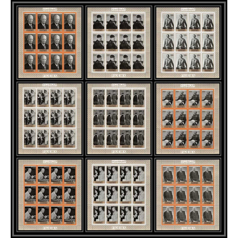 365d - Fujeira MNH ** Mi N° 365 / 373 A usa Dwight D. Eisenhower american président feuilles sheets cote 144 euros