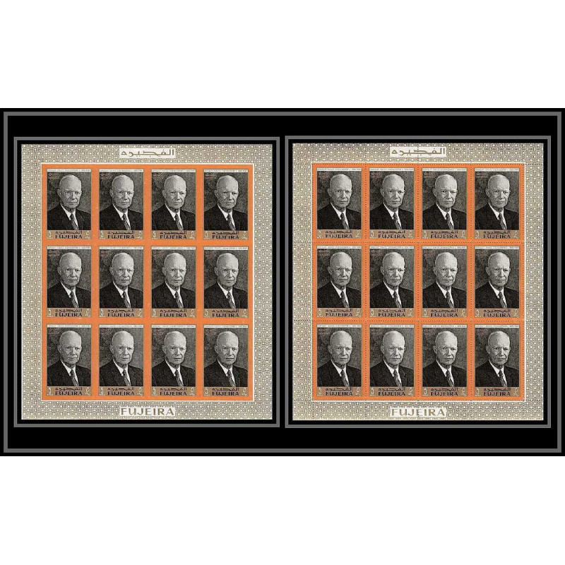 365e - Fujeira MNH ** Mi N° 373 A/B american usa president eisenhower feuilles sheets non dentelé (Imperf)