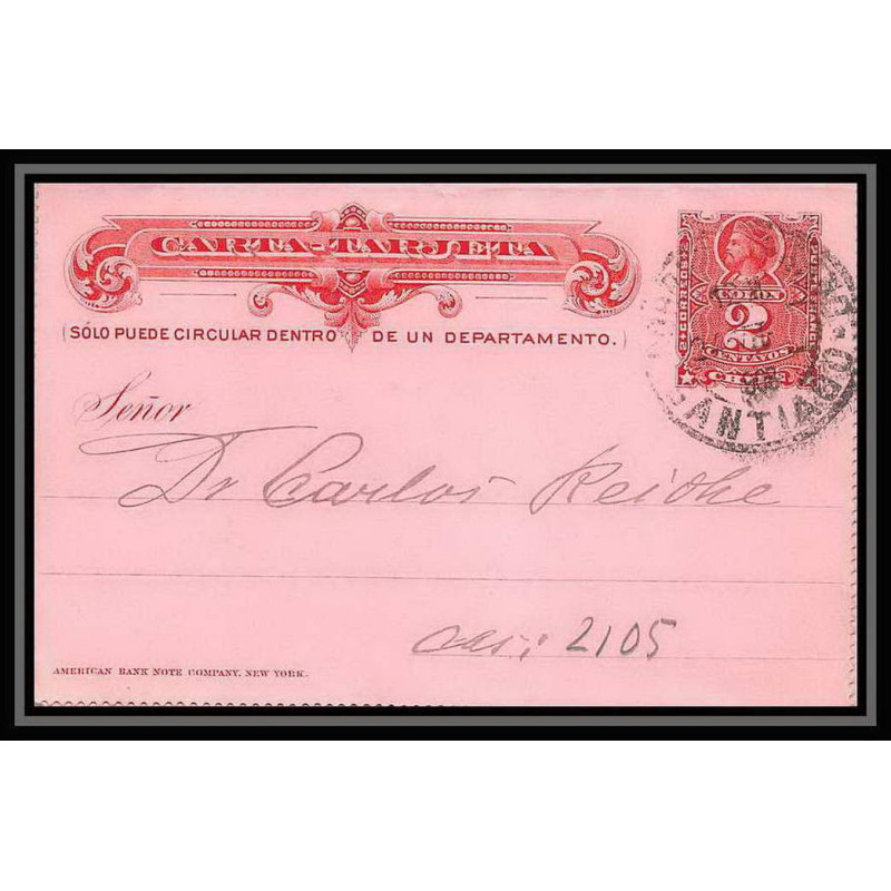 3894/ Chili (chile) Entier Stationery carte lettre letter card N°2 - santiago 1903