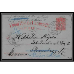 3897/ Chili (chile) Entier Stationery Carte postale (postcard) N°15 pour munich allemagne (germany) 1895