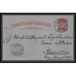 3899/ Chili chile Entier Stationery Carte postale N°15 allemagne (germany) via buenos aires Argentine (Argentina) 1895