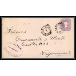 3910/ Chili (chile) Entier Stationery Enveloppe (cover) N°1 tocopilla pour valparaiso 1895