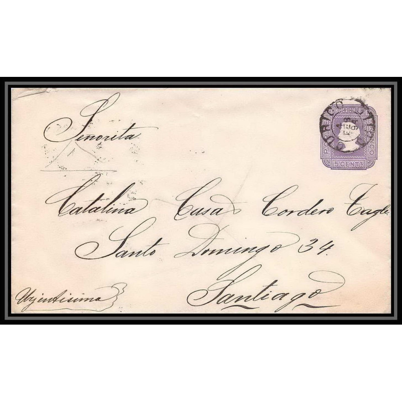 3911/ Chili (chile) Entier Stationery Enveloppe (cover) N°1 curico pour santiago 1894