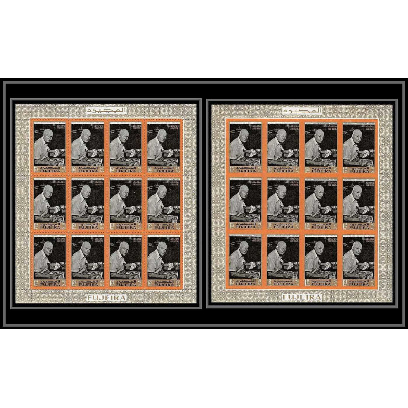 365i - Fujeira MNH ** Mi N° 370 A/B american usa president eisenhower feuilles sheets non dentelé (Imperf)