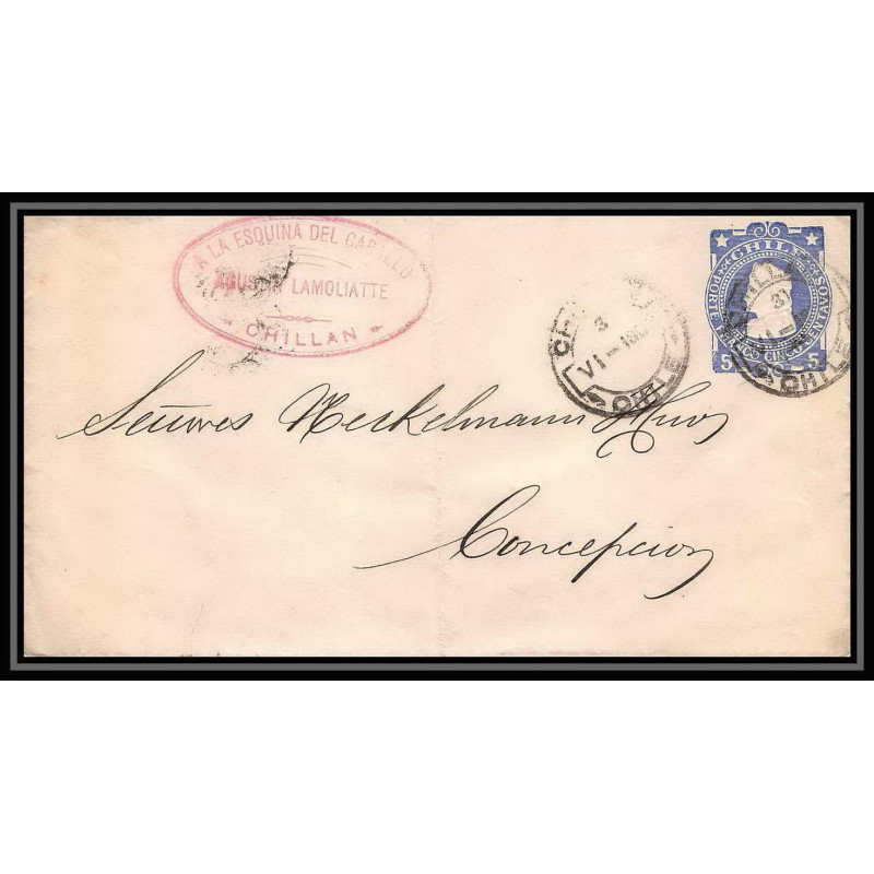 3929/ Chili (chile) Entier Stationery Enveloppe (cover) N°15 1903