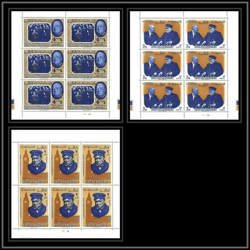 366 - Ras Al Khaima MNH ** Mi N° 15 / 17 A Winston Churchill Roosevelt feuilles sheets