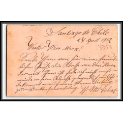 3953/ Chili (chile) Entier Stationery Carte postale (postcard) N°35 + complément pour Rathenow allemagne (germany) 1912