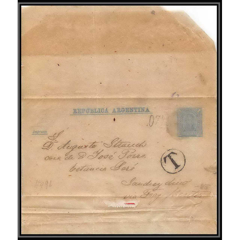 4094/ Argentine (Argentina) Entier Stationery Bande pour journal newspapers wrapper N°9 taxé 