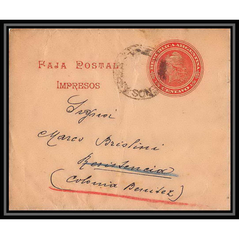 4112/ Argentine (Argentina) Entier Stationery Bande pour journal newspapers wrapper N°29 colonia benitez