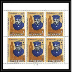 367e - RAS AL KHAIMA - MNH ** Mi N° 15 / 20 A (BLOC 4 / 6 A )Winston Churchill Roosevelt feuilles sheets