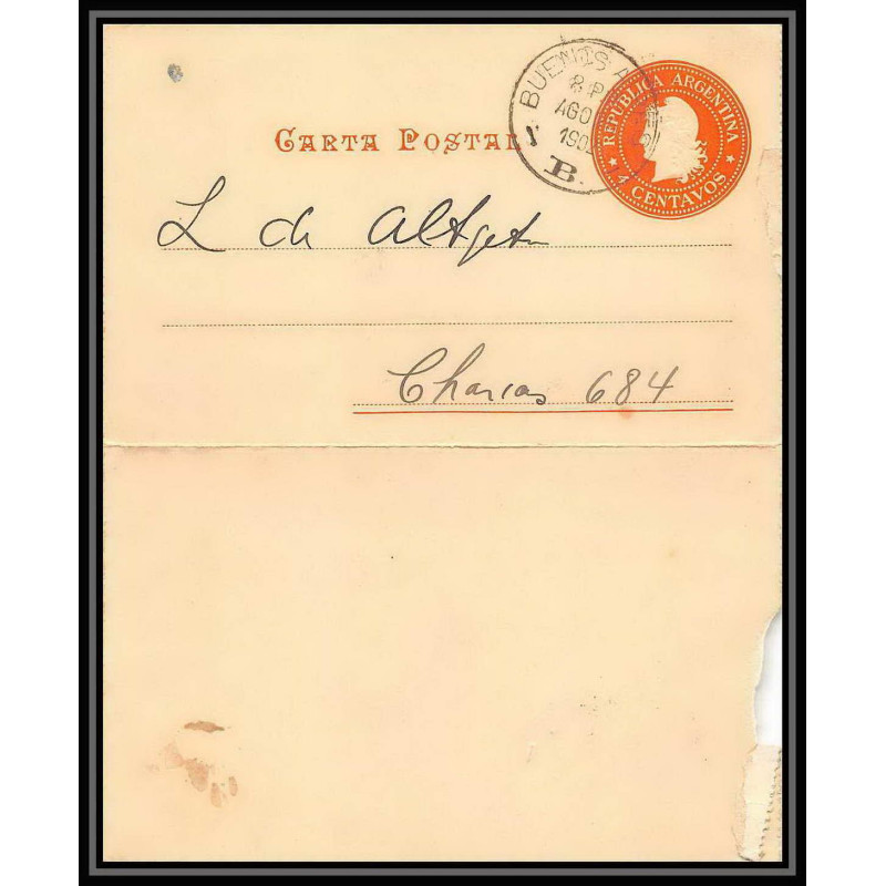 4146/ Argentine (Argentina) Entier Stationery carte lettre letter card N°17 1902