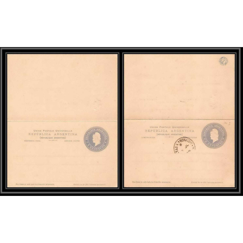 4160/ Argentine (Argentina) Entier Stationery Carte postale (postcard) N°18 + réponse 1896