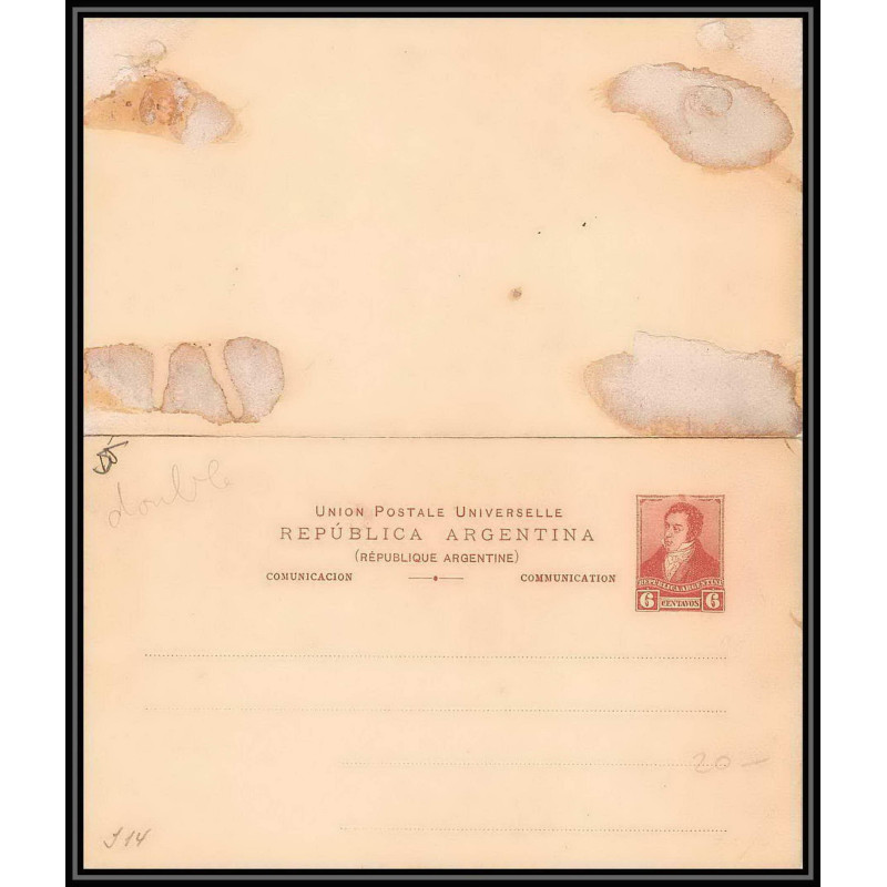 4189/ Argentine (Argentina) Entier Stationery Carte postale (postcard) N°13 + réponse neuf (mint) 