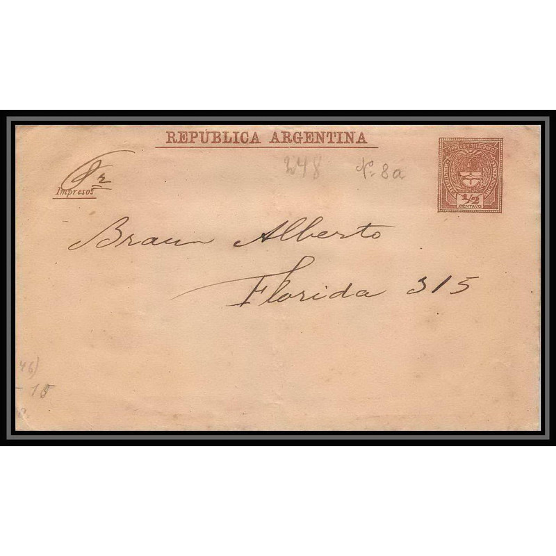 4211/ Argentine (Argentina) Entier Stationery Bande pour journal newspapers wrapper N°8 1889