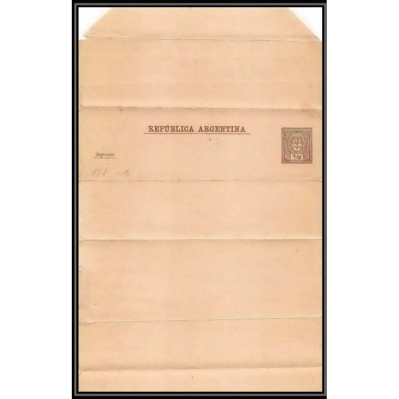4213/ Argentine (Argentina) Entier Stationery Bande pour journal newspapers wrapper N°8 1889 neuf (mint)