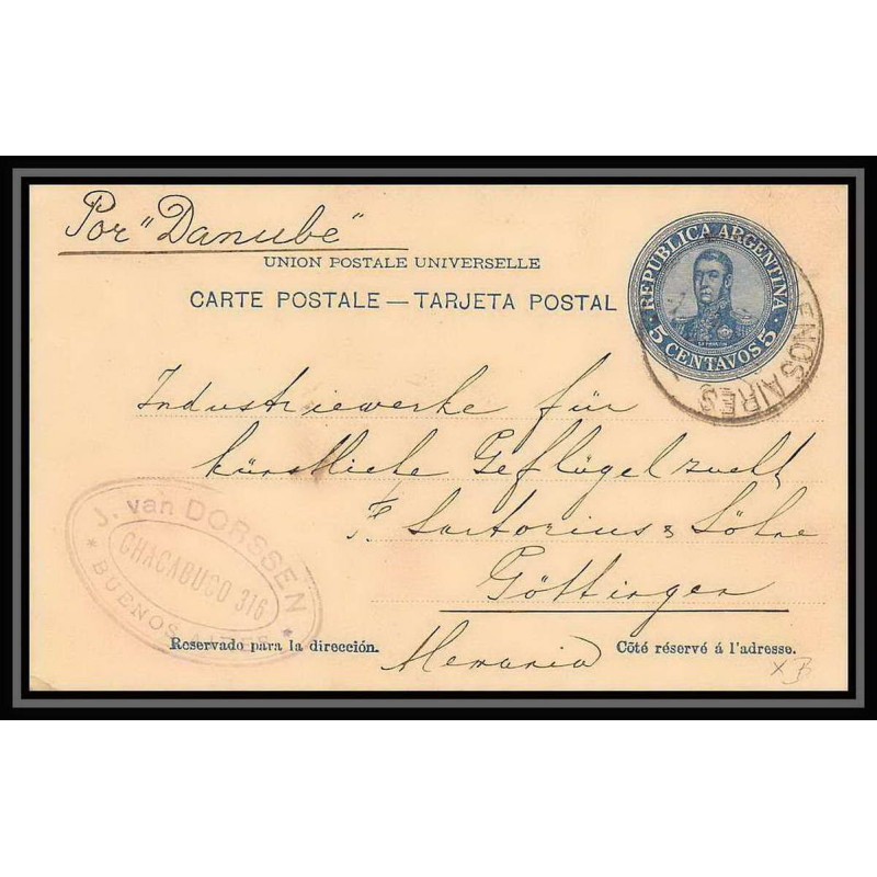 4218/ Argentine (Argentina) Entier Stationery Carte postale (postcard) N°31 pour Chemnitz gottingen (germany) 1912