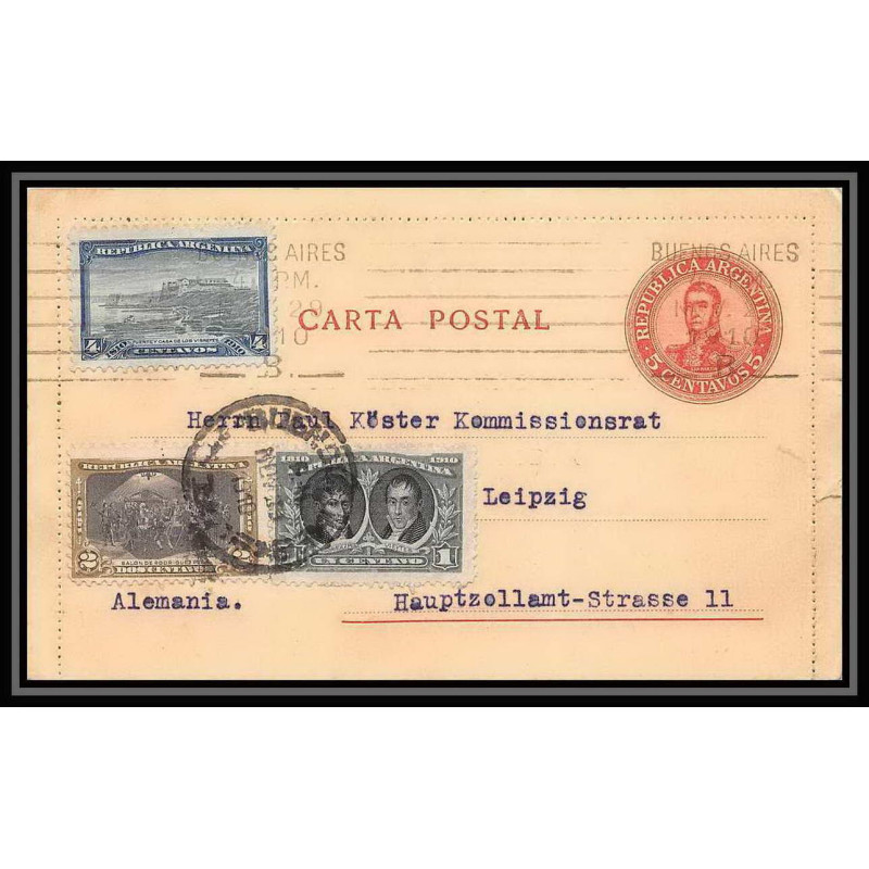 4224/ Argentine (Argentina) Entier Stationery carte lettre letter card N°22 + complément pour leipzig Allemagne (germany