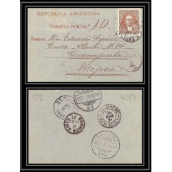 4251/ Argentine (Argentina) Entier Stationery carte lettre letter card N°2 guanajuato mexique mexico 1891 taxe