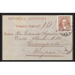 4251/ Argentine (Argentina) Entier Stationery carte lettre letter card N°2 guanajuato mexique mexico 1891 taxe