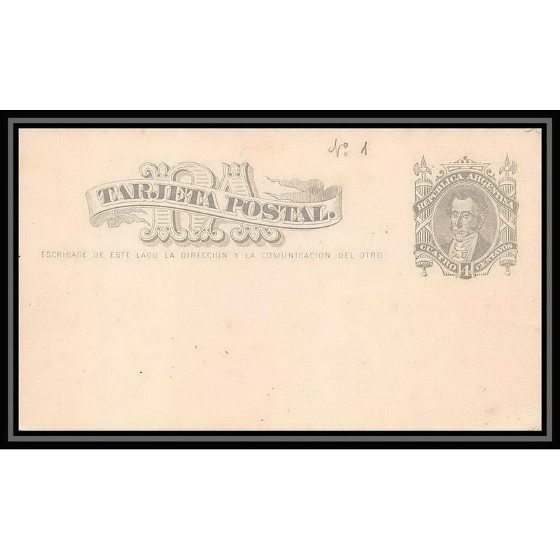 4257/ Argentine (Argentina) Entier Stationery Carte postale (postcard) N°1 neuf (mint) tb