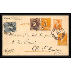 4507 carte lettre + complement maritime vapor espagne 1897 pour lille Argentine (Argentina) Entier postal Stationery