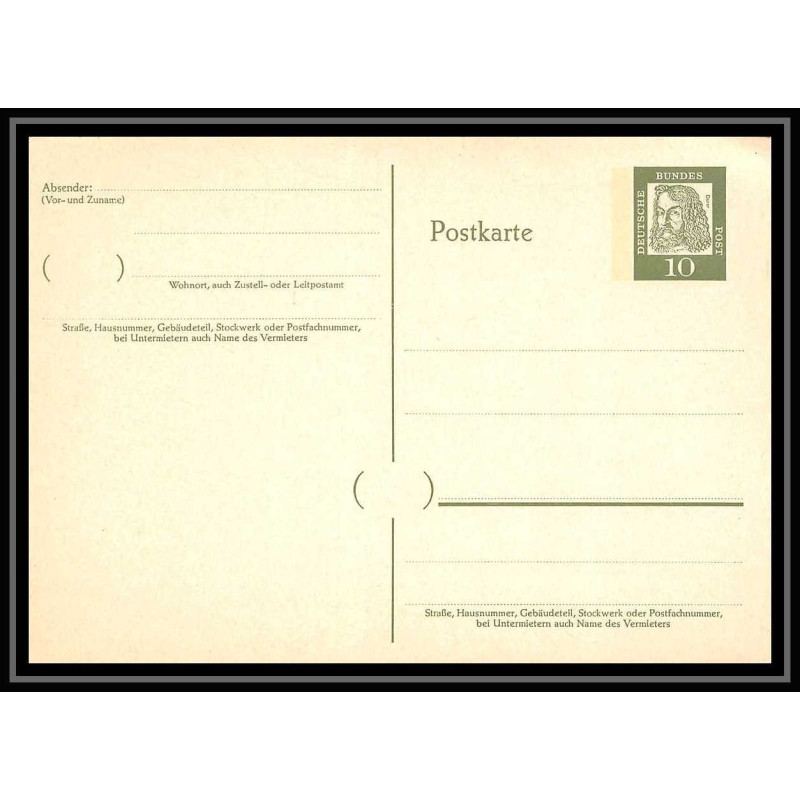 4544 10p vert durer neuf tb carte postale Allemagne (germany bund) Entier postal Stationery