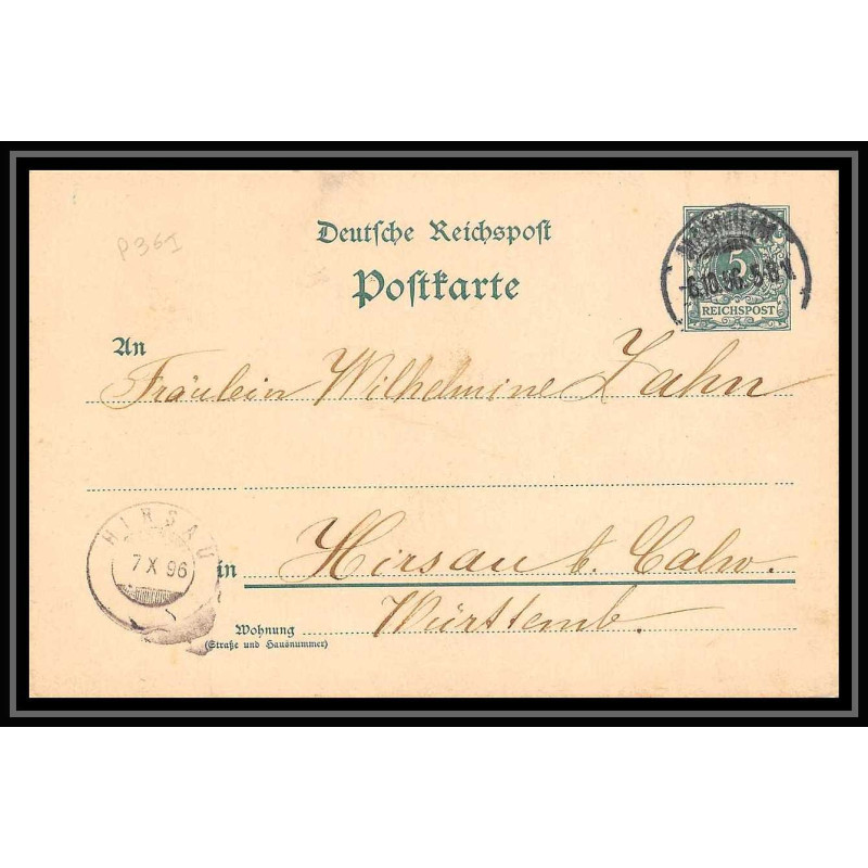 4547 hirsau reichspost 5 vert 1896 carte postale Allemagne (germany) Entier postal Stationery