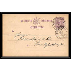 4554 Biberach 5p lillas 1889 carte postale Allemagne (germany) Entier postal Stationery
