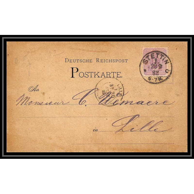 4559 stettin 5p lillas 1882 carte postale Allemagne (germany) Entier postal Stationery