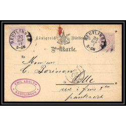 4561 Reutlingen 5p lillas 1881 carte postale Allemagne (germany) Entier postal Stationery