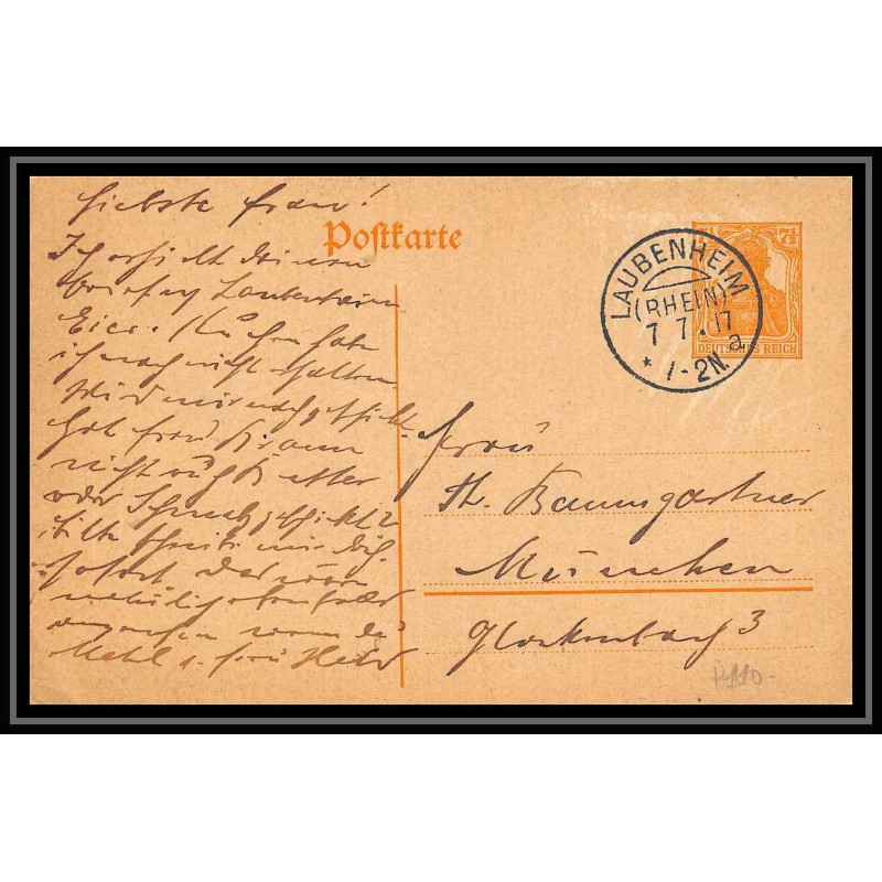 4583 laubenheim 1917 ttb carte postale Allemagne (germany) Entier postal Stationery