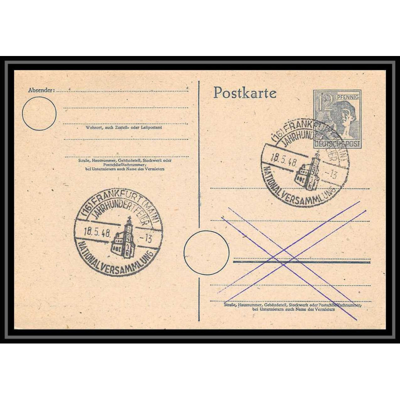 4589 deutsche post 1948 frankfurt carte postale Allemagne (germany) Entier postal Stationery
