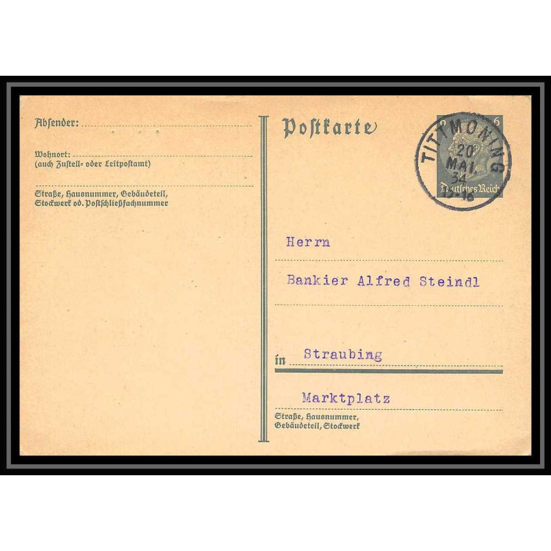 4604 deutsche reich hindenburg 6p carte postale Allemagne (germany) Entier postal Stationery