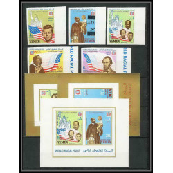 371 - Yemen kingdom MNH ** Mi N° 585 / 589 B + BLOC 130 / 132 non dentelé (Imperf) ethnic equality kennedy lincoln