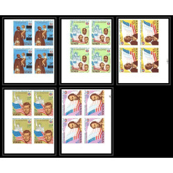 371b - Yemen kingdom MNH ** Mi N° 585 / 589 B bloc 4 non dentelé (Imperf) Kennedy Luther King lincoln