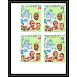 371b - Yemen kingdom MNH ** Mi N° 585 / 589 B bloc 4 non dentelé (Imperf) Kennedy Luther King lincoln