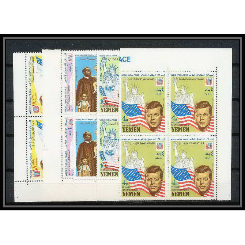 371i - Yemen kingdom MNH ** Mi N° 585 /589 A bloc 4 Kennedy Luther King lincol liberty statue 