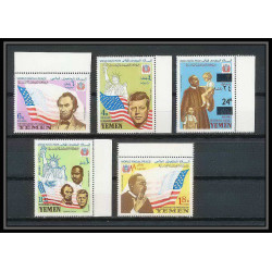 371j - Yemen kingdom MNH ** Mi N° 585 / 589 A + bloc N° 130 /132 Kennedy Luther King lincol liberty statue 