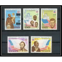 371k - Yemen kingdom MNH ** Mi N° 585 / 589 A + bloc N° 130 /132 Kennedy Luther King lincol liberty statue 