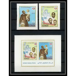 371M - Yemen kingdom MNH ** Mi bloc N° 130 B + non dentelé (Imperf) Kennedy / Luther King lincoln