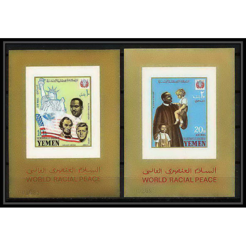 373 - Yemen kingdom MNH ** Mi bloc numerotés N° 131 / 132 cote 30 euros Kennedy / Luther King lincoln 