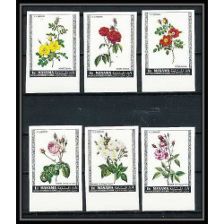 377 - Manama MNH ** Mi N° 170 / 175 B non dentelé (Imperf) fleurs flowers Roses