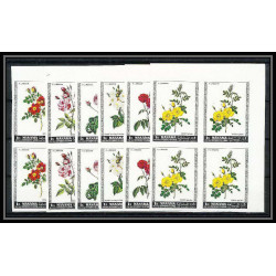 377a - Manama MNH ** Mi N° 170 / 175 B non dentelé (Imperf) fleurs flowers Roses bloc 4